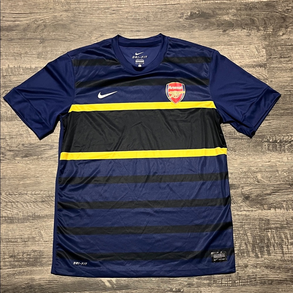 Nike Arsenal Blue and Black shirt with Yellow Stripes